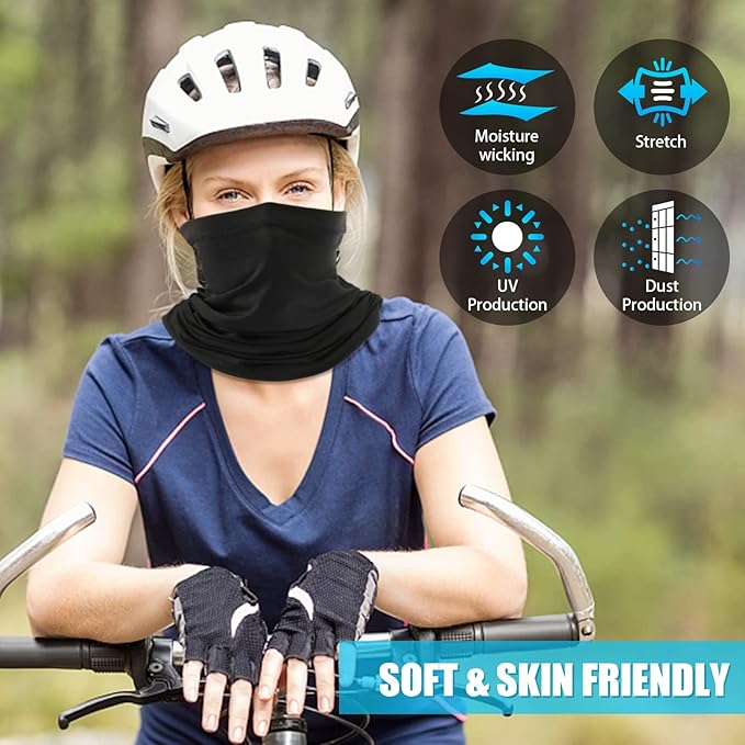 Fivali Neck Gaiter Bandana Face Mask: Cooling Gator Mask Breathable Face Cover Ski Neck Scarf Protection from Dust Sun Wind