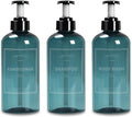 Shampoo Bottles with Pump, YACEYACE 3Pcs 16.9oz Blue Clear Empty Shampoo and Conditioner Dispenser, Refillable Shampoo and Conditioner Bottles with Labels, Body Wash Dispenser for Shower