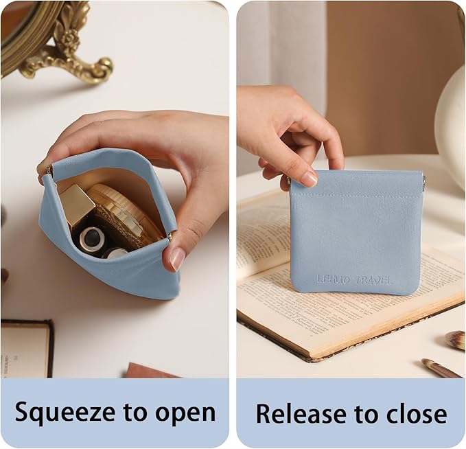 RIGHT AWAY 3 PCS Small Makeup Bag for Purse,Mini Cosmetic Organizer Make Up Bag for Women,Squeeze Coin Purse Pouch,Portable Tiny Makeup Pouches for Cosmetic Accessories,Lipstick, Jewelry, Card, Coins