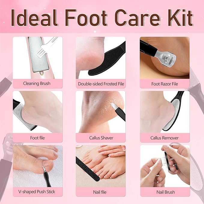 Callus Remover for Feet，Electric Foot Callus Remover with 2 Rollers 2 Speed,16 in1 Rechargeable Foot File Pedicure Kits for Dead Hard Cracked Dry Skin