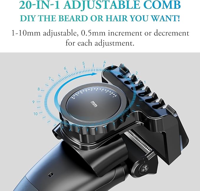 Body Hair Trimmer for Men - 2 in 1 Dual-Head Electric Shaver & Groomer, Ball Shaver with 30° Rotating Blade Adjustable Comb Mens Electric Razor IPX6 Wet & Dry for Face Groin Pubic Hair Trimmer Black