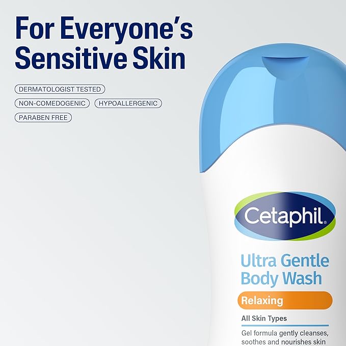 Cetaphil Ultra Gentle Refreshing Body Wash, For Dry to Normal, Sensitive Skin, with Aloe Vera, Calendula, Vitamin B5, Hypoallergenic, Fragrance Free, Dermatologist Tested, 16.9oz (Pack of 2)