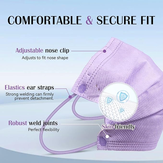 Disposable Face Mask For Adults - Travel Essentials, 100 Pack Individually Wrapped, 4 Ply Protection,Safety Masks Disposable