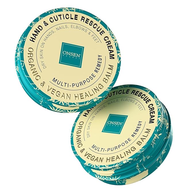 Onsen Hand & Cuticle Rescue Cream | Organic Nail Strengthener & Balm | Dry, Cracked Hands, Elbows & Feet | Shea Butter, Tsubaki & Jojoba Oil | Nail Repair & Growth, Vegan – 1 Pack (1.10 oz)