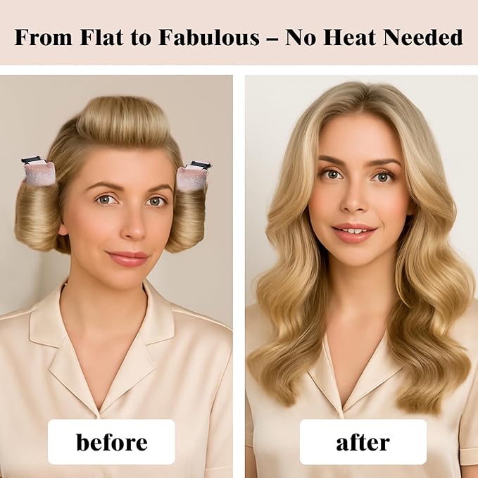 Heatless Curls Overnight Rods Set – 8PCS Flexible Heatless Curling Rods for Long & Short Hair, Soft No Heat Hair Curler Blowout Styling Tools for Loose Waves or Tight Curls