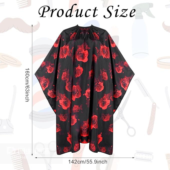 Hair Cutting Cape, Hairdresser Salon Cape with Adjustable Elastic Hooks Floral Pattern Barber Cape for Hair Dye