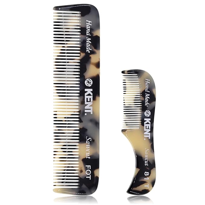 Kent FOT TW - 81T TW Beard Comb Set Pocket for Men - Pocket Combs Kit for Men for Travel and Home, Mustache Comb for Mens, Mini Beard Set for Mens Grooming, Handmade Combs Grooming Set
