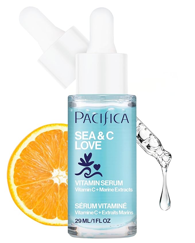 Pacifica Beauty Sea and C Love Vitamin C Serum, Skincare, Hyaluronic Acid, Green Tea, Marine Extracts, Blue Light Protection, Brightening, Lightweight, Face Care, Skin Care Serum, 1 fl oz (1 Count)