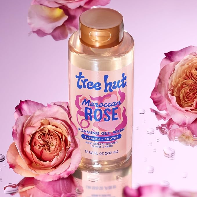 Tree Hut Moroccan Rose Nourishing & Moisturizing Foaming Gel Wash, 18 oz., Hydrating