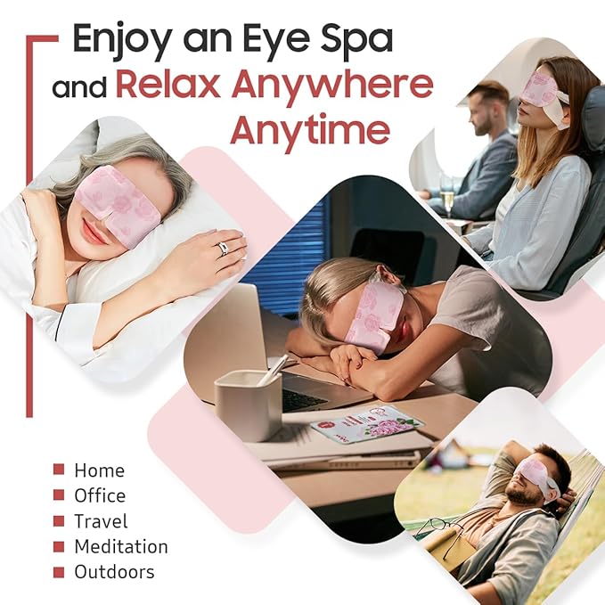 Steam Eye Mask, 10Packs Heated Eye Mask, Self Heating Disposable SPA Warm Compress for Eyes Sleep Mask, Travel Essentials & Relaxation Gifts, Valentine's Day Gifts (Rose Scent)