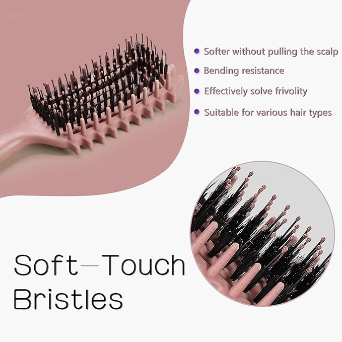 Curly Hair Brush,Curl Defining Brush for Effortlessly Defined Curls & Waves,Vented Hair Brush for Wet & Dry Hair,Women and Men,Reduces Frizz (Beige)