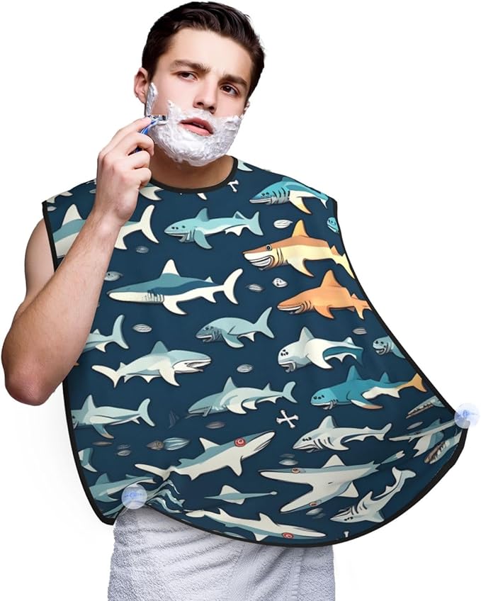 Abstract Paint Splashes Print Beard Bib Shaving Apron, Beard Hair Trimming Cape Gift For Dad