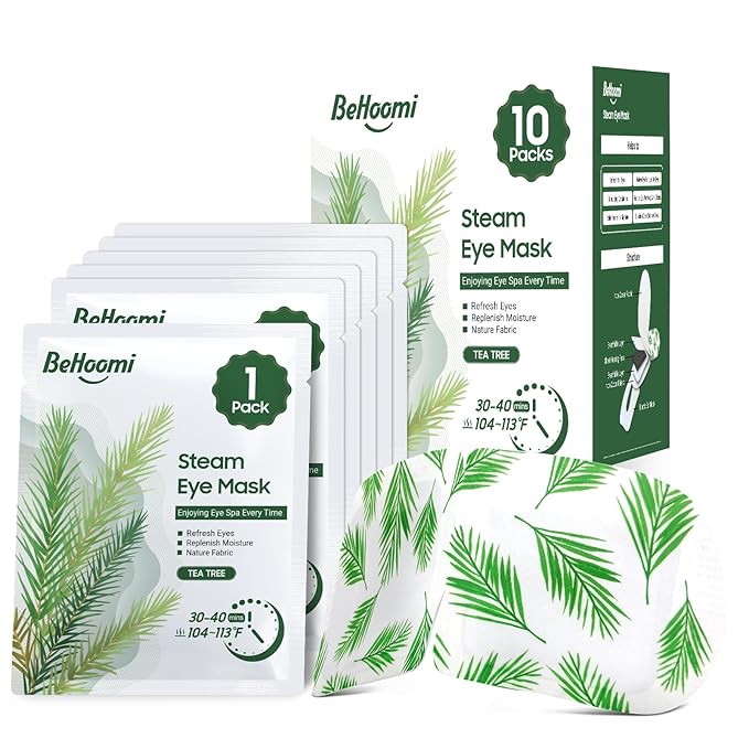 Steam Eye Mask, 10Packs Heated Eye Mask, Self Heating Disposable SPA Warm Compress for Eyes Sleep Mask, Travel Essentials & Relaxation Gifts, Valentine's Day Gifts (Tea Tree Scent)