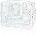 Holographic Star Transparent PVC Cosmetic Bag Clear Makeup Toiletry Carry Pouch Clear Travel Pouch Storage Bag for Vacation Bathroom and Organizing
