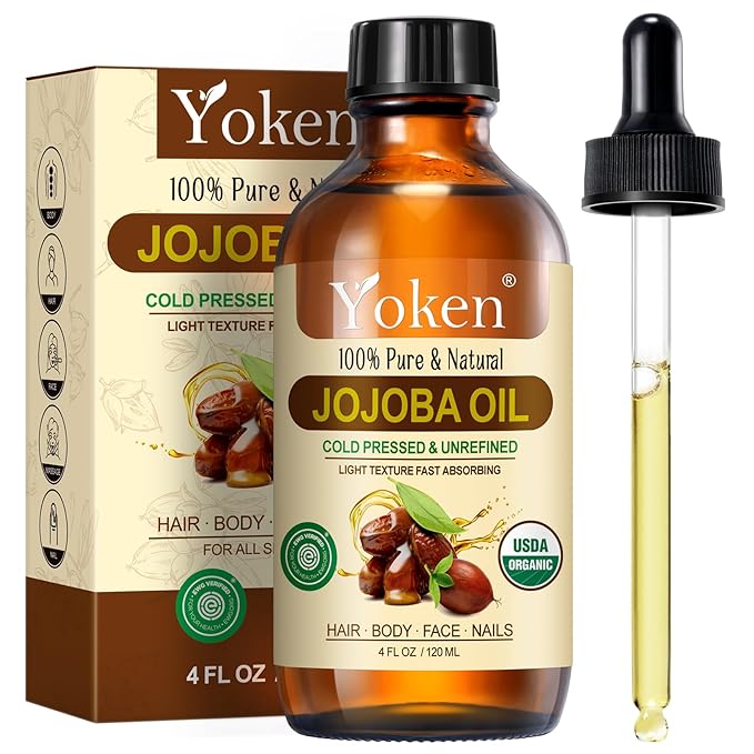 4oz Jojoba Oil (EWG Verified) 100% Pure Cold Pressed Jojoba Oil for Face, Hair, Nails and Skin, Unrefined & Hexane Free, Natural Body Facial Moisturizer Multi-purpose oil Base Carrier Oil