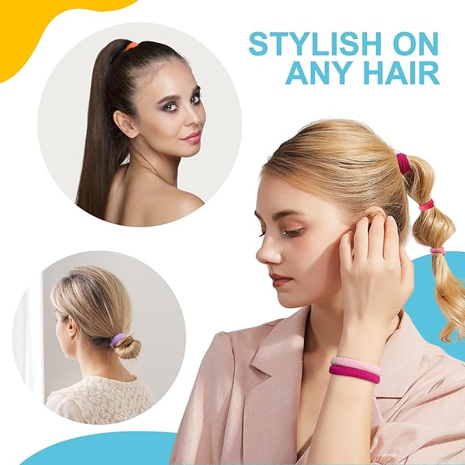 HOYOLS Seamless Hair Band Small Hair Ties Ponytail Holder No Crease Damage 4cm (10 Multi Color Set)