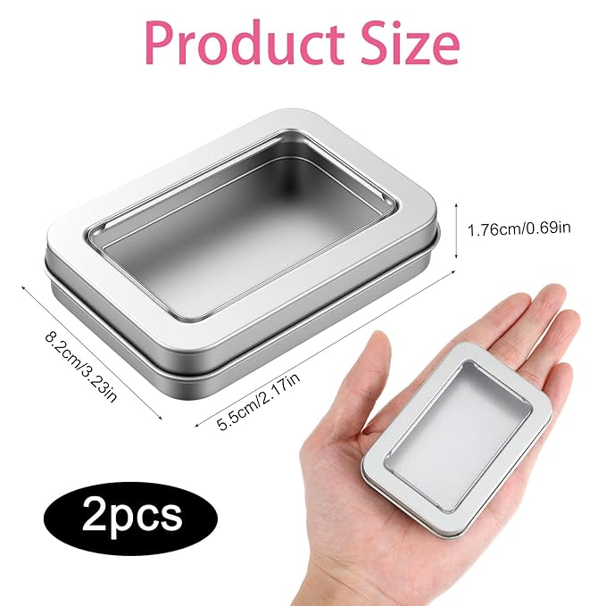 2PCS Metal Cotton Swab Holder, Portable Small Floss Pick Holder, Reusable Empty Metal Cotton Ball Case with Dust Lid for Travel Swabs Hair Ties Floss