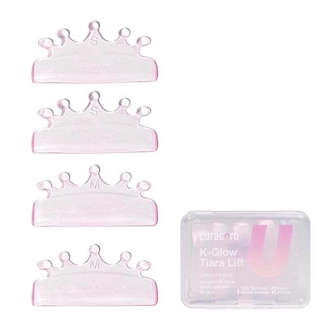 Curacoro Lash Lift Shields, 4 Pcs/2 Sizes Korean Lash Lift Pads Self Adhesive, Lash Lifting Shields for Eyelash Stretching and Curling, Reusable Silicone Lash Rods For Eyelash Perm Lamination
