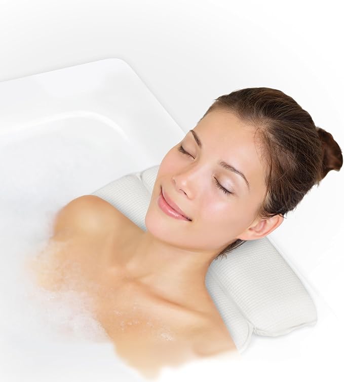 Splash Home Sooth Double Chamber Vinyl Spa Pillow, Machine Washable, 14.6" x 11.8", Taupe
