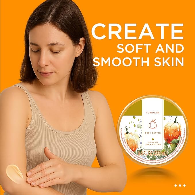 Princess Belle Pumpkin Body Butter, Body Moisturizer for Dry Skin, Natural Shea Body Butter for Mens and Womens Body Care-Deep Moisturizing and Softening-200ml(6.8 floz)