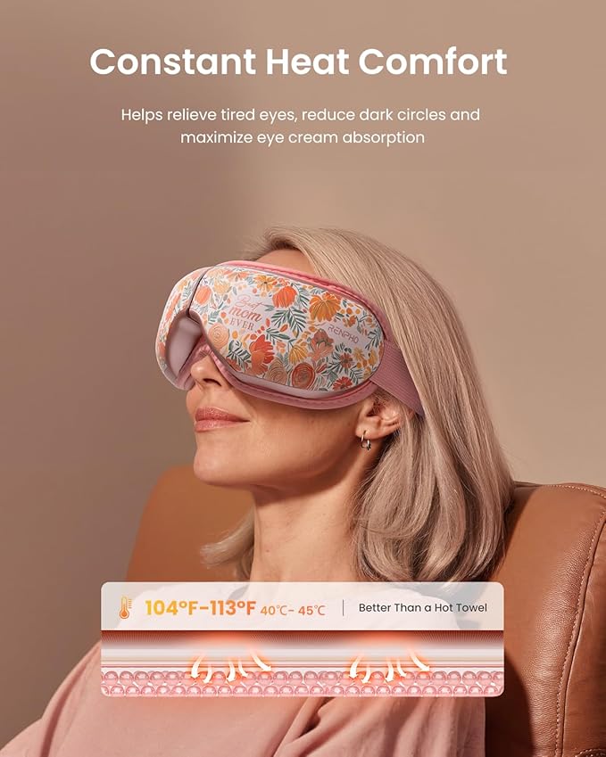 RENPHO Mothers Day Gifts for Mom, Eye Massager with Heat Birthday Gifts for Dad Women Men Her Him Eye Mask for Migraines, Eye Care, Migraine Relief Eyeris 1