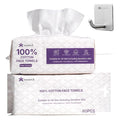 100% Cotton Disposable Face Towels 120 Count, Soft Cotton Tissue for Sensitive Skin, Makeup Remover Dry Wipes, Lint Free Facial Cleansing Cloths for Baby & Adult, Hanging Bag