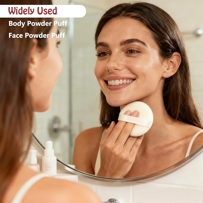 Body Powder Puff Extra Soft Large 3.95" Dusting Powder Puff for Women Bath and Face Makeup Setting Powder Applicator - Perfect for Talcum or Loose Powder, Big Beauty Sponge