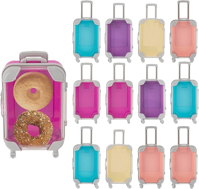 12PCS Mini Suitcase, Mini Candy Storage Box with 5 Colors, Portable Handheld Gift Travel Box, Simulation Trolley Case for Birthday Party Wedding Family Vacation Jewelry False Eyelashes Storage