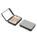 Bling Cotton Swab Holder for Travel,2PCS Portable Floss Pick Holder Case with Mirror,Storage Box for Cotton Swabs, Dental Floss, Hair Ties, and Small Essentials(Black)