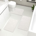 YIHOUSE Bathroom Rugs Mat Set 3 Piece White, Memory Foam Bath Mats Sets, Non Slip Water Absorbent Washable Bath Rugs for Sink, Toilet and Floor