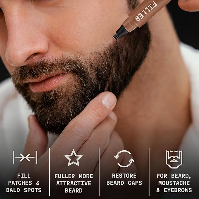 Striking Viking Beard Pencil Filler for Men - Light Brown, 2 Pack - Temporary Beard Dye - Waterproof Sweatproof Long Wear Beard Filler Pen for Touchups & Gap Contouring - Enhances Facial Hair