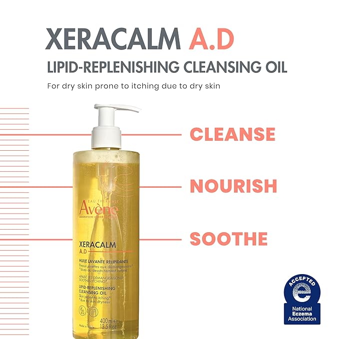 Avène XeraCalm A.D Lipid-Replenishing Cleansing Oil,Atopic Dermatitis,Eczema-Prone,Fragrance-Free,Pump,13.5 oz.,(Pack of 2)
