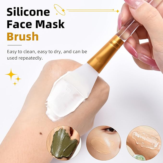 LORMAY Jelly Brush | 2 Pcs Silicone Face Mask Brushes | Facial Applicators for Even Coverage | Skincare Enhancer | Soft Silicone | Transparent Handles | All Skin Types | Kbeauty Accessory