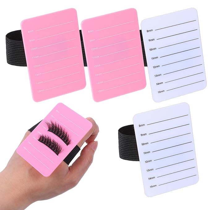 4 Pack Eyelash Extension Holder, Acrylic Lash Tray Organizer Lash Pallet Tray with Adjustable Wrist Strap, Professional False Eyelash Organizer Plate for Beauty Salon