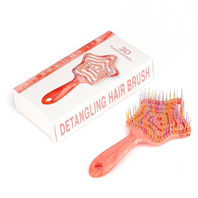 Detangling Wet Hair Brush for Thin or Straight Hair, Vented Detangler Hairbrush with Double-Layered Ultra and Soft-Nylon Bristles for Wet or Dry Hair, Gift for Women Girls Kids
