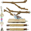 kathson 5pcs Natural Parrot Perch for Cage Wooden Bird Perches Grape Bird Stick Parakeet Climbing Standing Branches Toy Chewable Cage Accessories for Small Budgies Cockatiels Lovebirds