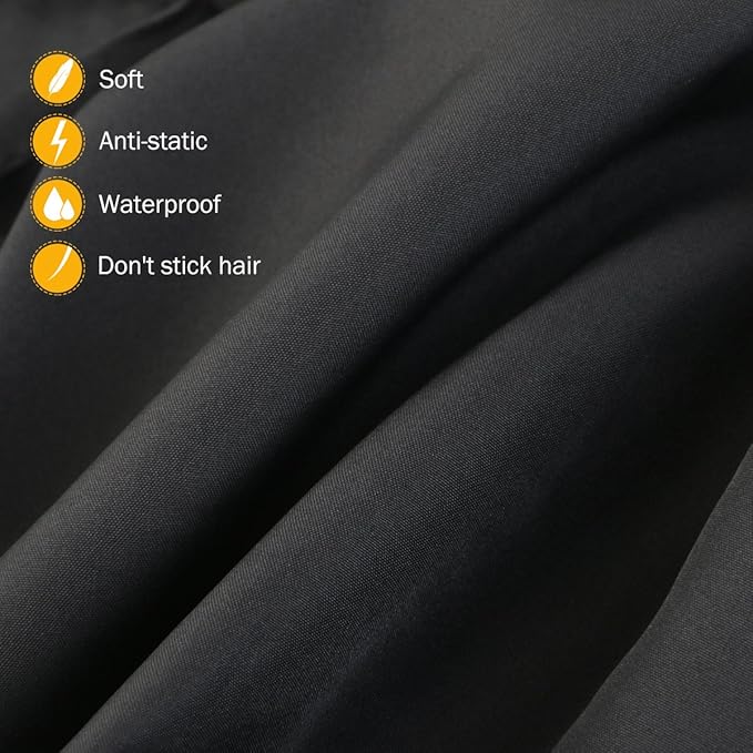 ULTNICE Salon Home Barbers Hairdressing Cape Gown with Viewing Window for Hair Cutting 63 * 57"(Black)