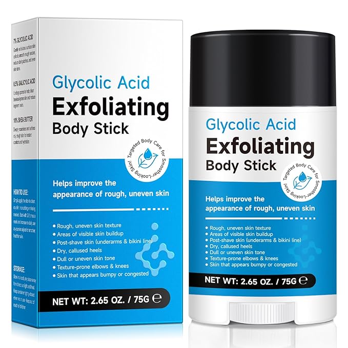 Exfoliating Body Stick with AHA 7% + BHA 0.5% — Smooth & Soft Skin Formula — Solid Non-Messy Texture — With Shea Butter for Nourishing Care — For Arms, Legs, Inner Thighs, Underarms & Rough Areas