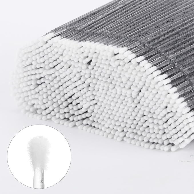 Tbestmax 500 Pcs Micro Applicator Brush, Micro Swabs, Disposable Eye Lashes Mascara Wands for Eyelash Extension - Crystal Black