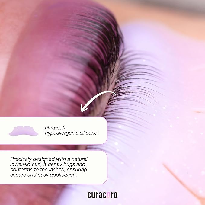 Curacoro Lower Lash Lift Shields, 4 Pcs Lash Lift Pads Self Adhesive, Bottom Eye Rods for Lifting and Curling, Reusable Silicone Tools for Eyelash Perm Lamination