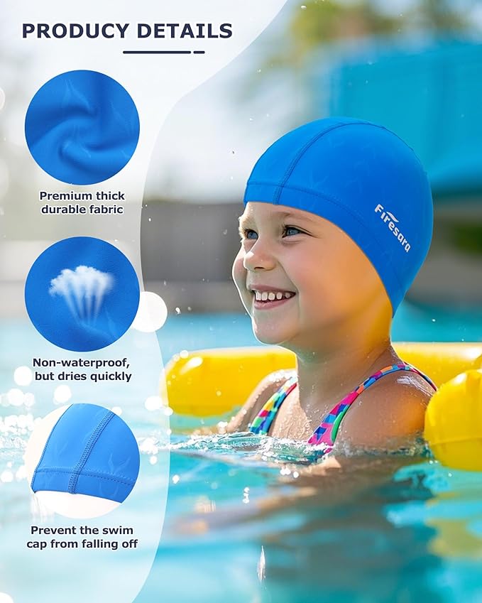 Firesara Fishtail Fabric Swim Cap for Men Women, Breathable High Elasticity Swimming Cap Hair Protection Quick Dry Soft for Long Hair Short Hair, Kids Boys and Girls