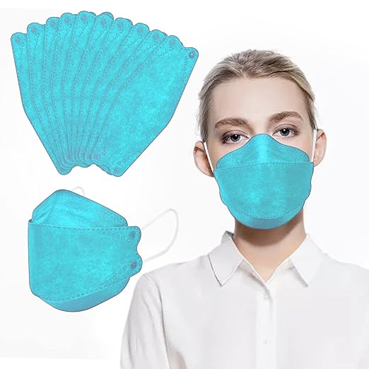 Borje KN95 Face Masks for Adults 50 Pack, 5-Ply Blue Disposable Face Mask Against PM 2.5 Smoke & Dust, Filtration Efficiency 95%