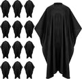 Barber Cape - 12pcs Waterproof Hair Cutting Cape with Snap Closure, Anti-Static Salon Apron for Women, Men, Kids - Professional & Home Use, Black