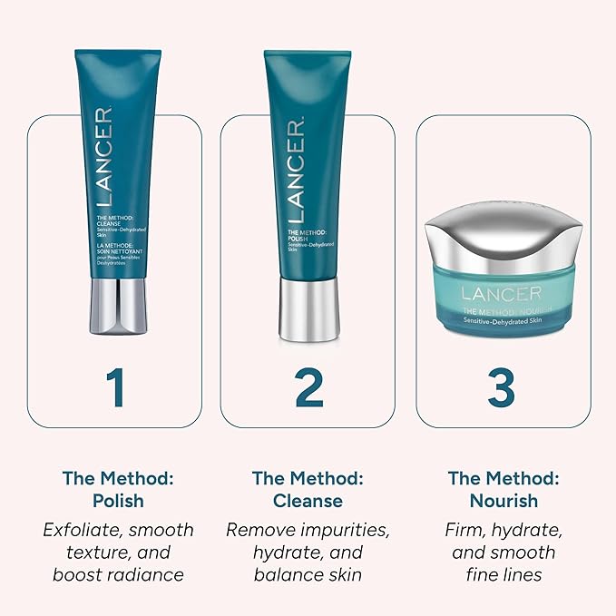Lancer Skincare The Method: Polish Facial Exfoliator, Daily Exfoliating Face Scrub with Natural Minerals, Sensitive Dehydrated Skin, 4.2 Fluid Ounces