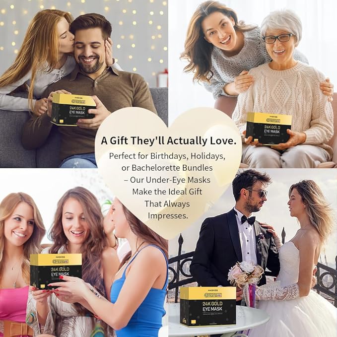 24k Gold Under Eye Patches (25 Pairs), eye mask, Collagen Skin Care Products, Eye Patches for Puffy Eyes, eye masks for dark circles and puffiness