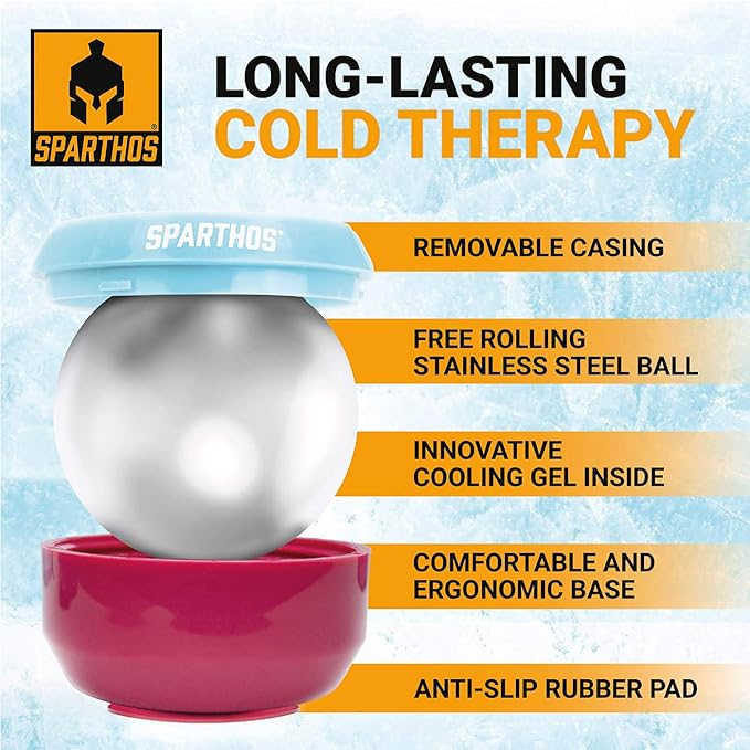 Sparthos Cold Massage Roller Ball - Fitness Cryosphere Massager - Cryo Cryocup Ice Massage Cups - for Muscle, Face, Body Muscles - Manual Polar Icing Cooling Balls - Recoup Message (Wild Pink, 60mm)