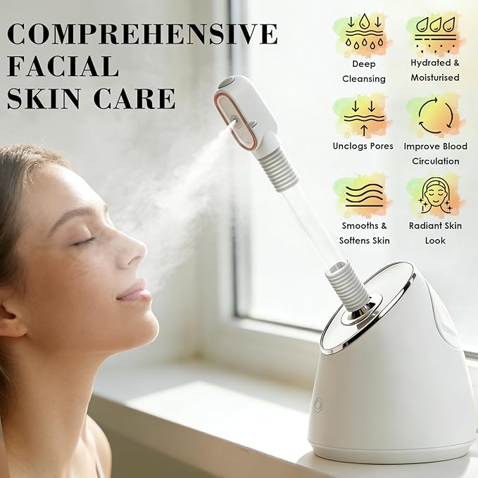 Facial Steamer Spa Kit, Nano Ionic Face Steamer for Deep Cleaning Unclogs Pores, Warm Mist Humidifier Steamer for Face Home Sauna SPA, Self Care Gifts for Women