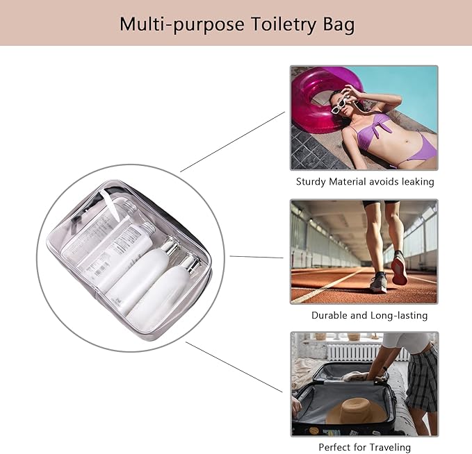 Buminee Clear Pouch Small, 6.6"x2.3"x4.7" TSA Approved Toiletry Bag, Travel Bags for Toiletries, Cosmetic Bag for Women and Men - 1 Pack Black