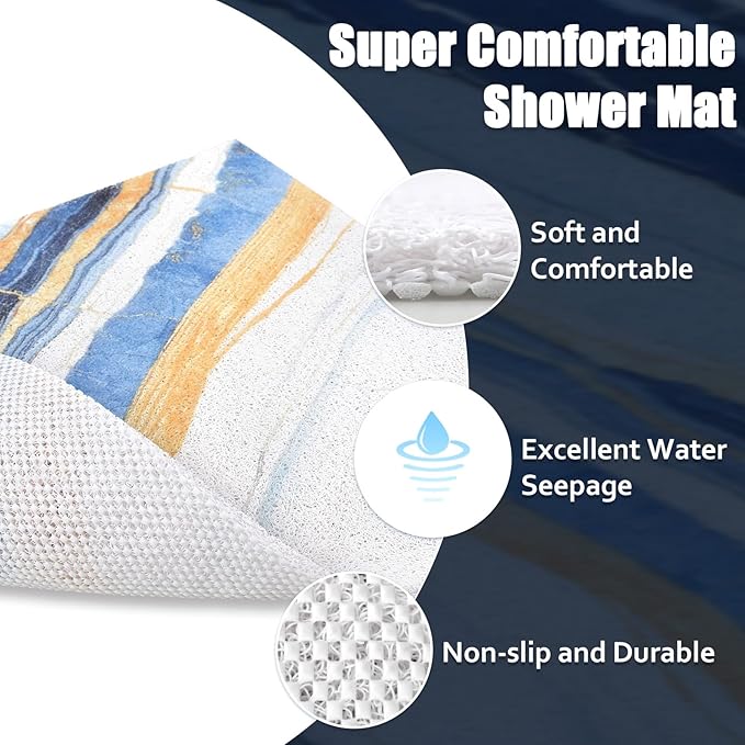 Non Slip Shower Mat - 24x24 Inch Soft and Comfortable Square Shower Mat, PVC Loofah Massage Showe Mat for Inside Shower, Anti Slip Mat for Shower, Tub, Floor, Bathroom, Kitchen, Hotel, Quick Drying
