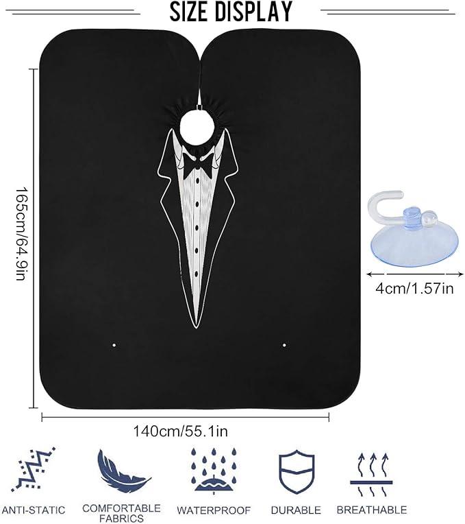 visesunny Professional Barber Cape Polyester Hair Cutting Salon Cape Apron Anti-Static Beard Bib Grooming Apron
